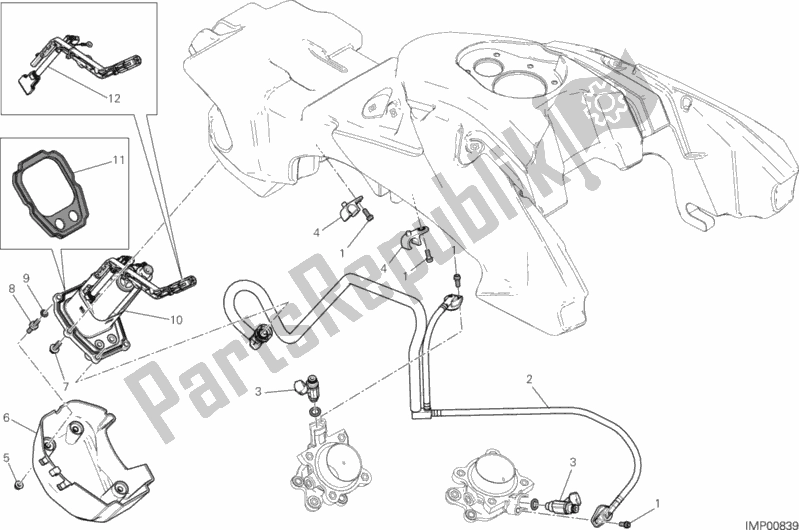 All parts for the Fuel System of the Ducati Hypermotard LS Thailand 821 2015